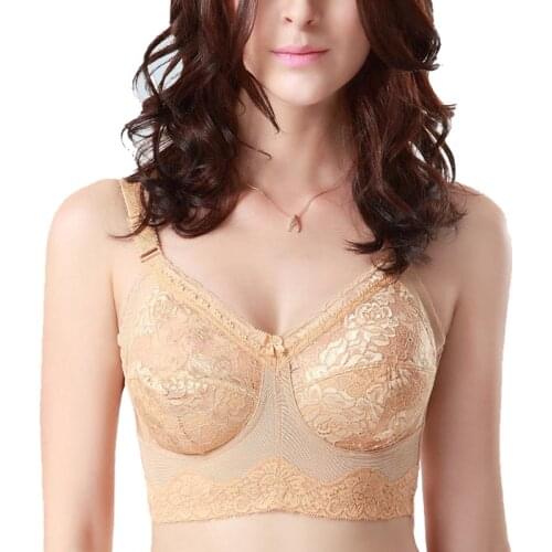 Drop ship Womens Full Coverage Big Size Underwear Non-padded Wireless Adjustable Bra Lingerie 32 34 36 38 40 42 B C D E F