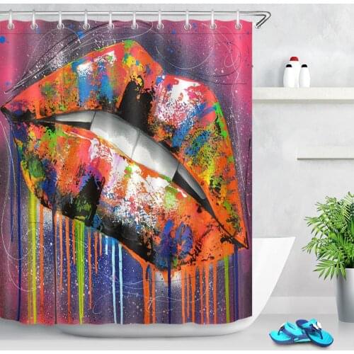 Graffiti Sexy Lips Shower Curtains Bathroom Home Art Decoration Waterproof Polyester Bathroom Curtain Fabric for Bathtub Decor