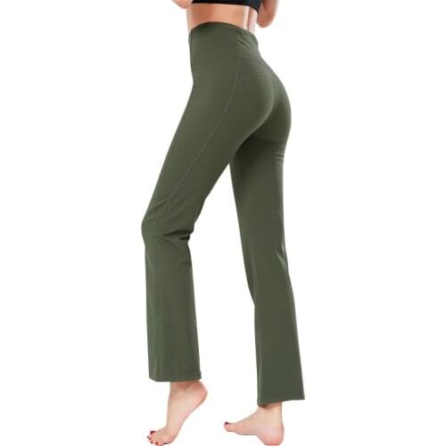 Yoga Pants Flared with Pocket High Waist Black Seamless Leggings Sport Women Fitness Push Up Sweatpants Gym Clothing for Women