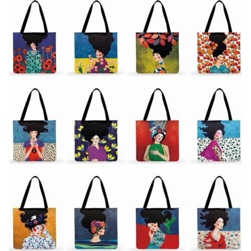 Foldable Shopping Bag Women Casual Tote Fashion Art Painting Girls Printed Tote Bag Ladies Shoulder Bag Outdoor Beach Bags