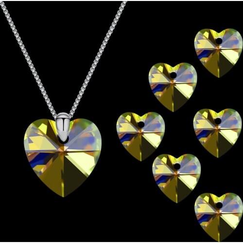 10/14/18MM Shiny AB Autrian Crystal Butterfly Pendant Glass Heart Beads For DIY Making Charm Jewelry Earing Necklace Supplier