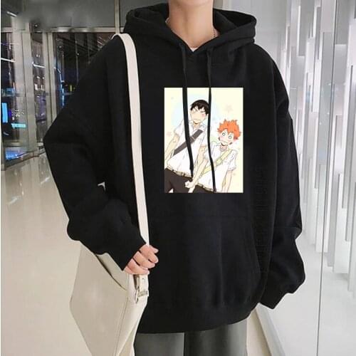 Japan Anime Haikyuu Kageyama Shoyo Hinata Printed Hoodies Streetwear Funny Cartoon Volleyball Junior Men Harajuku Hoodies