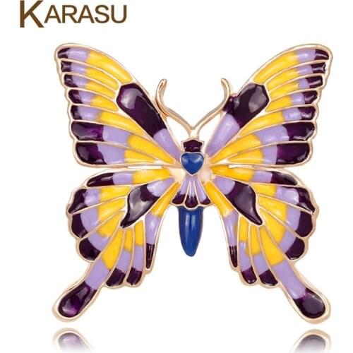 Insect Purple Butterfly Rhinestones Women Brooches Drop Oil Fashion Jewelry for Women Girls Brooch Pins