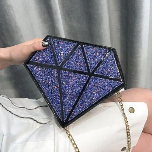 Women Fashion Diamond Shape Bag Laser Day Clutches Sequin Bag Geometric Pearl Casual Clutch Shoulder Bags