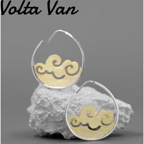 Volta Van Hoop Earrings 925 Sterling Silver Women Fine Jewelry 2021 New Elegant Waves Concise Creativity Trendy Earrings