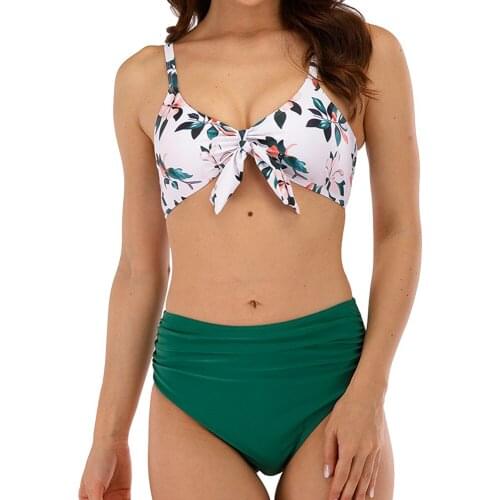 VECENEY Women Tie Knot Bikini Set High Waisted Adjustable Straps Beach Bathing Suit