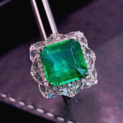 H725 Emerald Ring 8.85ct Pure 18 K Gold Jewelry Nature Green Emerald Diamond Female Rings for women Fine Ring