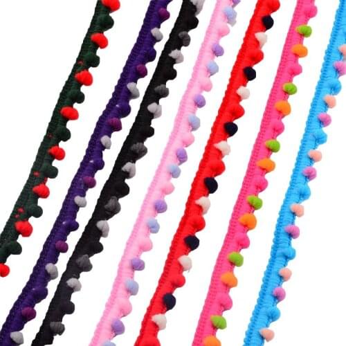 11mm Lace Fabric Sewing Accessories Pompom Trim Pom Pom Decoration Tassel Ball Fringe Ribbon DIY Material Craft Apparel 1Yards