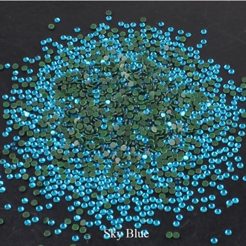 1440pcs Hotfix Flatback Sky Blue Glass Rhinestones for Clothes Gitter Nail Rhinestones on Nails Decorations Applique Strass E