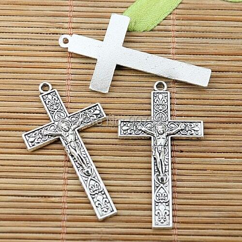 16pcs tibetan silver tone cross crucifix charms EF1991