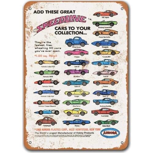 1969 Speedline Toy Cars Vintage Tin Signs Cars, Sisoso Metal Plaques Poster Man Cave Bar Retro Wall Decor 12x16 inch