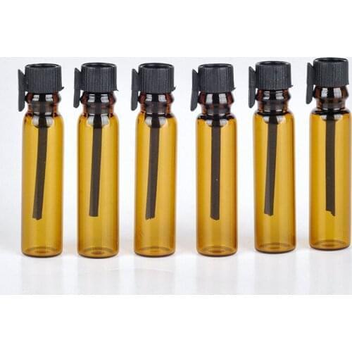 50pcs/lot Brown Mini Glass Perfume Small Sample Vial Perfume Bottle 1ml Empty Laboratory Liquid Fragrance Test Tube Trial Bottle