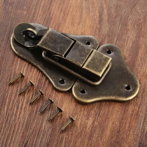 95*52mm Antique Jewelry Wooden Box Lock Hasps Drawer Latches Suitcases Hasp Latch Buckle Clasp Furniture Hardware With Screws