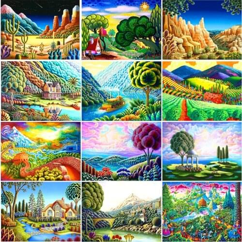 5D DIY Diamond Painting Landscape Cross Stitch Kit Full Square/Round Diamond Embroidery Rhinestone Mosaic Home Decoration Gift