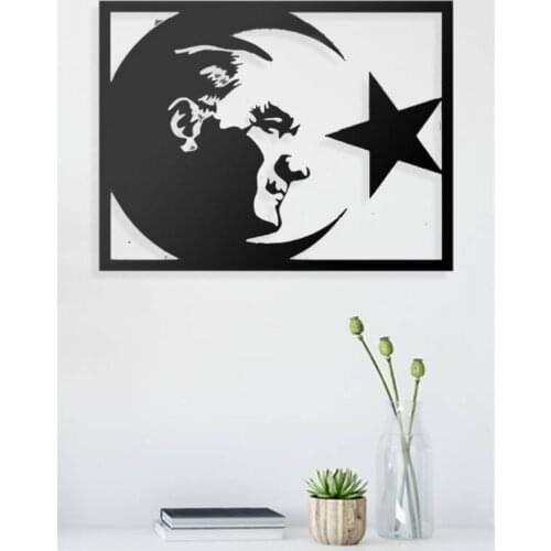 Ataturk and Turkish Flag Metal Wall Decor Art Decor 3D Metal Sculpture Home Decor Office Decor Stylish Bracket Hanger