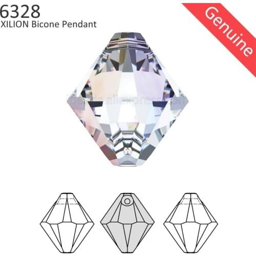 6 Pcs) Original Crystal from Swarovski 6328 XILION Bi-Cone Pendant loose beads top hole for DIY Jewelry making clothing Garment
