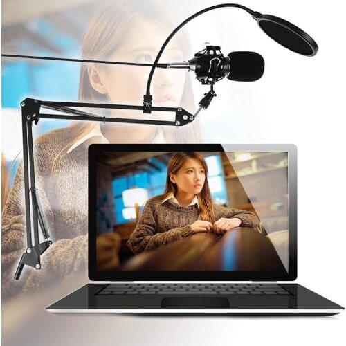 BM800 Dynamic Condenser Microphone Sound Studio Audio Recording Mic with Shock Mount for Broadcasting KTV Singing