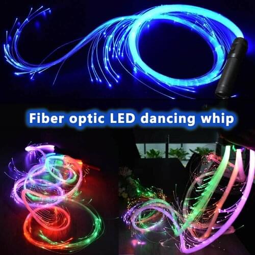 RGB LED Fiber Optic Whip-360°Swivel Light Up Rave Toy Flow Dance Super Bright USB Rechargeable Single light led fiber whip