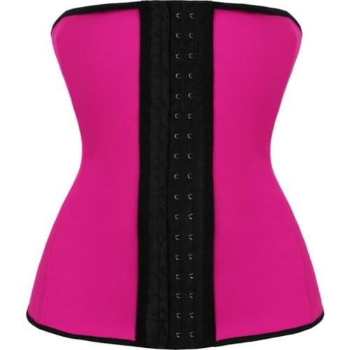 Cheap XS-6XL Rose Latex Rubber Waist Trainer Cincher Corset Body Shaper Shapewear 9 Steel Bone