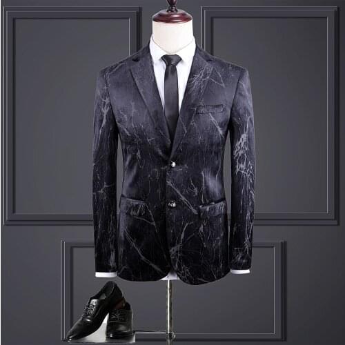 Elegent Male Party Club Wedding Blazer Suit Business Blazer Jacket Casual Big Size Outwear Balck