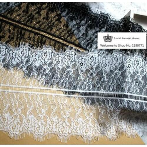 Exquisite High Quality Double Bone Line Eyelash Lace Accessories Wide 20CM Handmade DIY Apparel Fabric