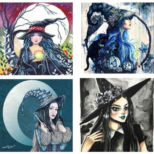 Full Square Round Drill Diamond Painting Witch 5d Cross Stitch Home Decoration Diamand Embroidery Mosaic Wall Art Halloween Gift