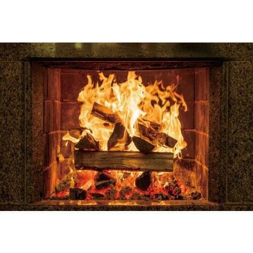 Brick Fireplace Wood Burning Fire Blame Wallpaper Home Decor Country Pattern Photo Backgrounds Photography Backdrop Photo Studio