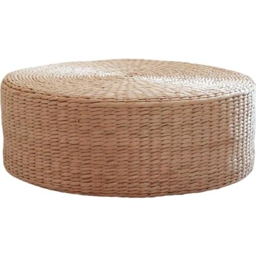 40cm Dia Round Straw Floor Cushion Tatami Mat Pouf Hand Woven Patio Seat Pillow Meditation Worship Garden Flat Seat Mat