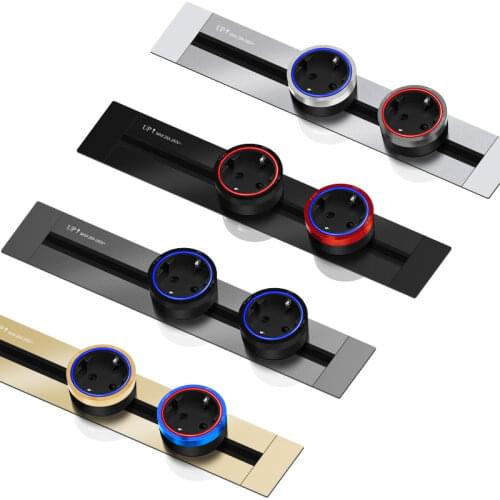 KXN Power Track Socket Concealed Embedded EU Standard Electrical Extension Outlet with LED Adapter/Plugs for Home Kicthen Office