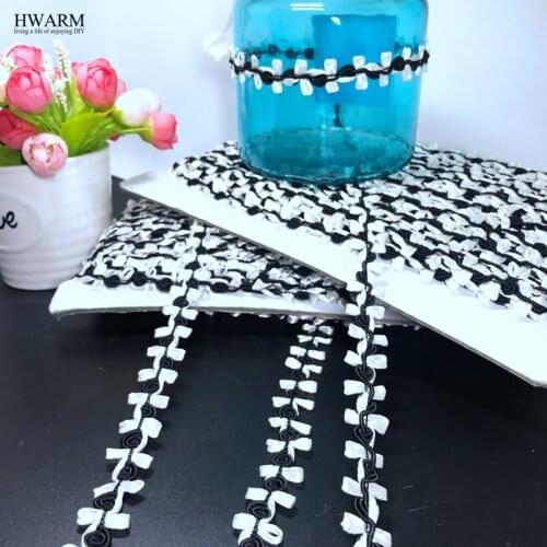 20yard 1.5cm high quality Black and white bow lace fabric ribbon DIY sewing skirt dress hat wedding dress christmas decoration