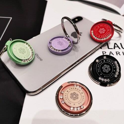 Metal Fold Finger Grip Ring Mobile Phone Holder For Iphone Samsung Xiaomi Redmi Flowing Water Drill 360 Rotation Stand Bracket
