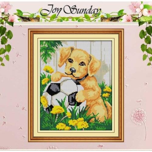 Puppy And Football Counted Cross Stitch 11CT 14CT Cross Stitch Set Wholesale DIY Cross-stitch Kit Embroidery Needlework