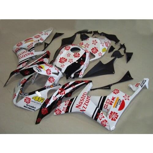 Motorcycle Fairing kit for CBR600RR F5 07 08 CBR 600RR CBR 600 RR 2007 2008 ABS Red flowers white black Fairings set D