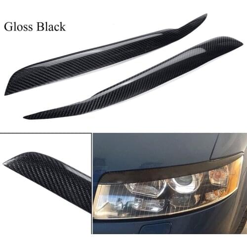 Carbon Fiber Headlight Eyebrow Cover Head Light Eyelid Sticker head Light Lamp Trim For- A4 B6 2002 2003 2004 2005