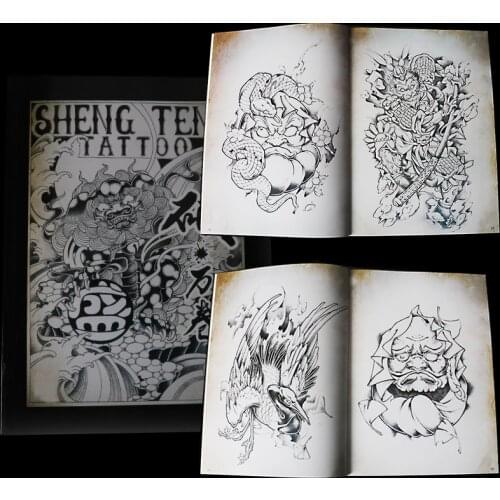 Newest Tattoos Pictured by God Monkey Dragon Snake-like Worship Crane Full Back Flower Arm Traditional Pattern tattoo book A4