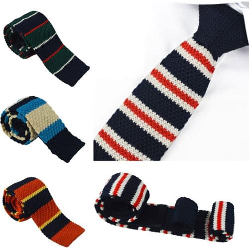 New Men Knitting Casual Striped Neck Ties Classic Neckties Fashion polyester Plaid Mans Ties Spring Male woven neckties