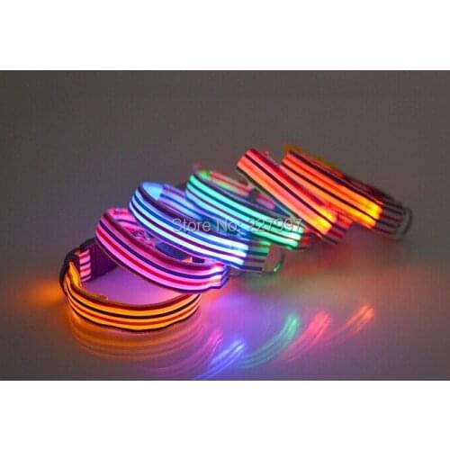 6colors LED flashing dog collar LED pet collar necklace/cat collar color stripe design fashion dog collar