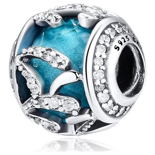 Fits for Bracelets Necklaces Radiance of Youth Beads with Blue CZ 100% 925 Sterling-Silver-Jewelry Charms Free Shipping