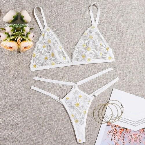 Transparent Swimwear Sexy Swimsuit Women Embroidery Lace Collar Wireless Bra Sexy Lingerie Thong Set Underwear Swim Micro Bikini