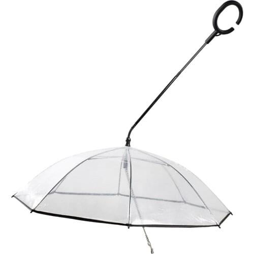 Pet Dog Umbrella Leash Transparent Waterproof for Dog Walking