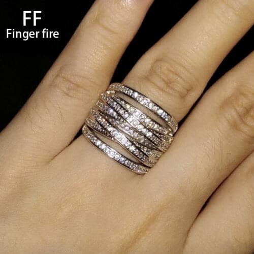 Deluxe beautiful 925 silver female Engagement Wedding Bride love ring size 6-10