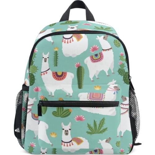 Cute Children Backpack Llama And Cactus Bags Kids Baby School Bags Cute Schoolbag for Kindergarten Preschool Girl Animal Bag Hot