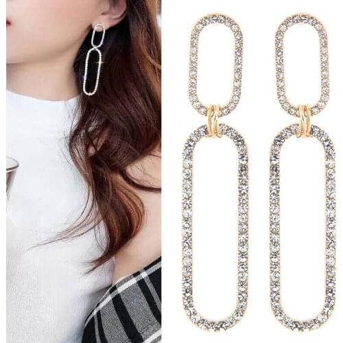 Gold Silver Color Long Earrings for Women 2019 crystal Tassel Drop Earring Female Fashion Jewelry Brincos Gift Dropshipping