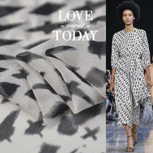 1 Meter Milk Louis Abstract Printing Silk Smooth Georgette Fabric Wide New