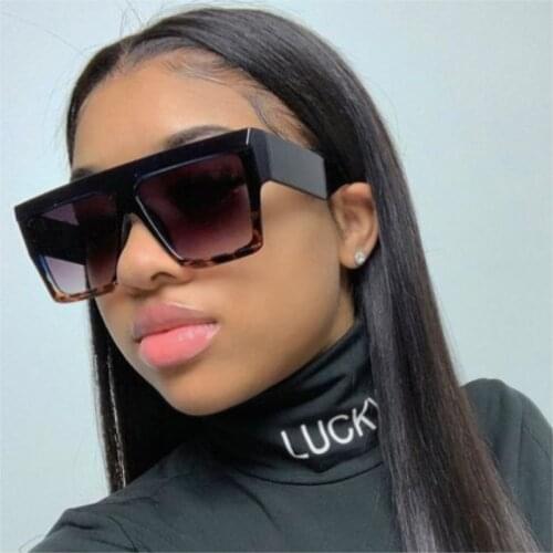 Vintage shades for women Luxury Designer Black Oversized Square Sunglasses Female Cute eyewear Flat Top Sun Glasses Men