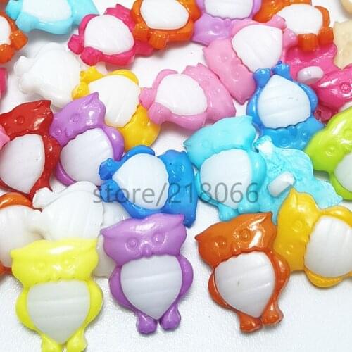 Owl Bird Animal Dyed Plastic Cartoons Buttons Cartoon Kids Sewing Clothes Accessory Button 14*18mm