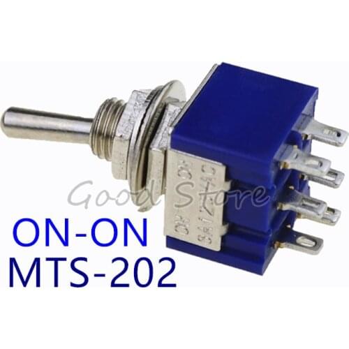 Deep Blue Mini 6 Pin 2 Position Toggle Switches ON-ON DPDT Mini Toggle Switch 6A/125V 3A/250V AC MTS-202 Navy SL