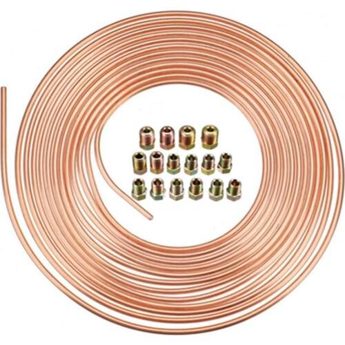 25 ft 3/16 Copper-Nickel Alloy Brake Line Replacement Tubing Coil and Fitting Kit 16 Fittings Included Inverted Flare SAE Thread