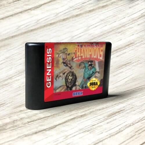 Eternal Champions - USA Label Flashkit MD Electroless Gold PCB Card for Sega Genesis Megadrive Video Game Console
