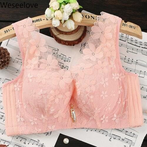 Weseelove Vest Type Lace Bralette Woman 2020 Pink Light and Breathable Gather Underwear Push Up Bras Sexy Women Lingerie M05-2